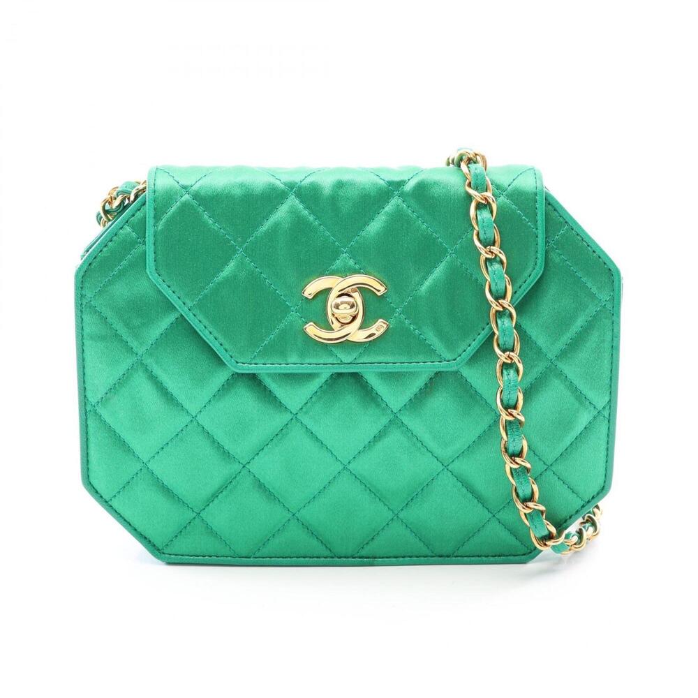 Chanel Matelassé Mini Shoulder Bag/Handbag, Fabric, Women's, Green